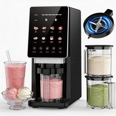 Archi IJsmachine – Mixer - Frozen Dessert Maker met 8 Programma’s – Zelfreinigend – 800W – Inclusief 3 Bekers en Receptenboek