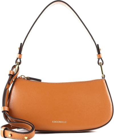 COCCINELLE Leren Handtas Schoudertas Merveille Calf Cocker Mini Bag Cuir Lichtbruin