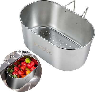 RVS Organizer voor de Keuken, Afvoer Strainer en Caddy voor Groenten, Handig en Ruimtebesparend Keukenaccessoire