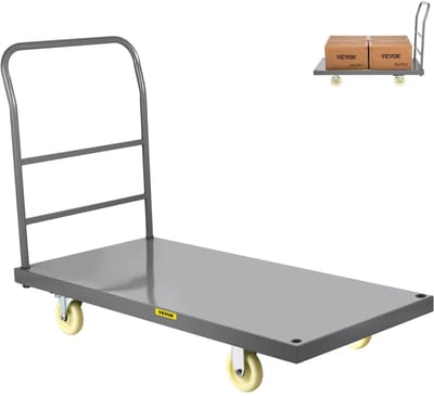 ROOTY Steekwagen - Plateauwagen - Gereedschapswagen - Dolly - Met zwenkwielen - Grijs - Draagvermogen 907kg - 120x61x82.5cm