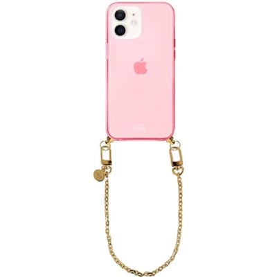 xoxo Wildhearts silicone case met koord - Roze telefoonhoesje met koord - telefoonketting - Dreamy - short - Cord Case - geschikt voor Apple iPhone 11 - Korte gouden ketting