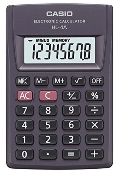 Rekenmachine met groot antraciet display en 8 cijfers - Basisrekeningen, percentages en vierkantswortel