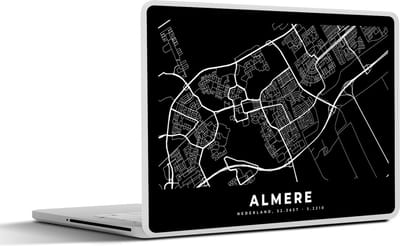 Laptop sticker - 11.6 inch - Almere - Kaart - Zwart - 30x21cm - Laptopstickers - Laptop skin - Cover