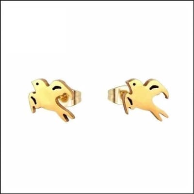 Aramat Jewels | Oorbellen | RVS Dieren Oorbellen Diverse Motieven - Dierenliefhebber Oorstekers | Vogel/Goudkleur-10mm | |8mm | Staal | Kinderen, Volwassenen | Verkleurd niet