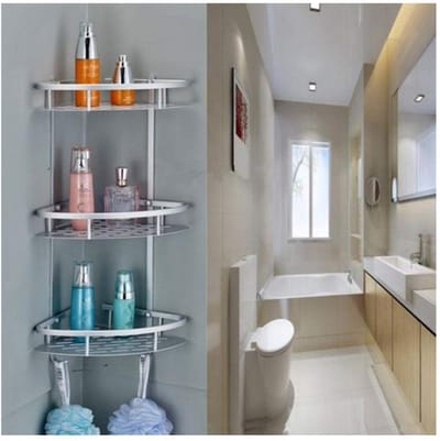 Allecto - Badkamer Hoekplank - Wandmontage - Heavy Duty Doucheplank - Zilver - Aluminium - Perfect voor shampoo en schoonmaakmiddelen - Duurzaam e