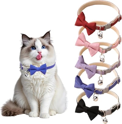 Halsbanden met tinkerbell en strik, verstelbare halsband voor kittens, veiligheidsgesp, gepersonaliseerde accessoires voor huisdieren