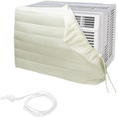 Dailygoody - Indoor Air Conditioner Cover - Verstelbare Raam AC Cover - Winterbescherming - Beige - Trekkoord Cover - Beschermt jouw Airco - Geschikt ...