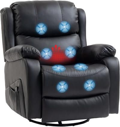 Homcom Massage Relaxstoel-Kunstleer-97L x 85B x 100H cm-Zwart