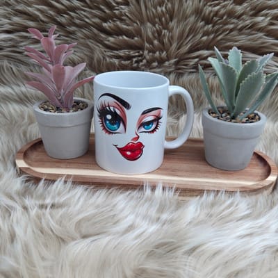 Keramieken Mok met Verleidelijke Blik – Witte Beker met Minimalistisch Oogontwerp – 330 ml – Grappig & Stijlvol Cadeau voor Vriendin of Collega – Vaatwasserbestendig – Trendy nu