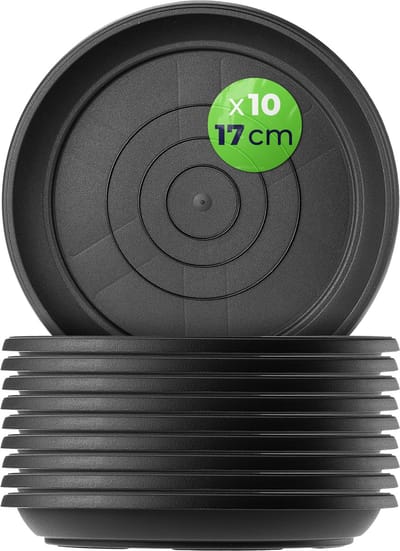 KADAX Ronde Bloempot Schotel 17 cm Balkon Terras Vensterbank Antraciet 10 stuks.