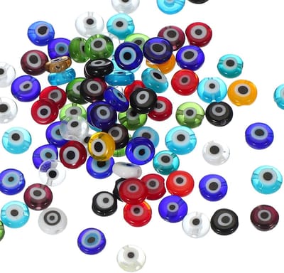 Kralen, 100 stuks Turkse boze oog-bedel, ronde vorm, afstandskralen, hanger, connector voor doe-het-zelf kunst, handwerk, armband, ketting, oorbellen maken, veelkleurig