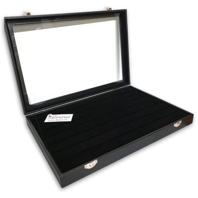 Ilènne - Ringendoos / Ringenhouder - Zwart - 100 ringen -35x24x4,5 cm - Met Deksel - Ringenbox