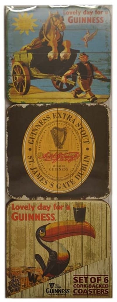 Dailygoods- Onderzetters Set van 6 - Onderzetters voor Glazen - Onderzetters met Houder - Onderzetters Kurk - Vintage Afbeeldingen - Nostalgische Collectie - Coaster