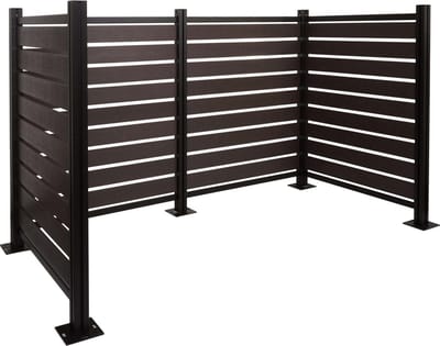 Aluminium afvalemmerhek MCW-K57, afvalemmerbekleding, houtlook uitschuifbaar 130x206x110cm ~ antraciet