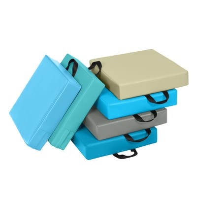 COSTWAY Set van 6 kinderstoelkussens met handvat, vloerkussens met ritssluiting, meerkleurig, zitverhoging, hoofdkussen voor kinderkamer en kleuterschool