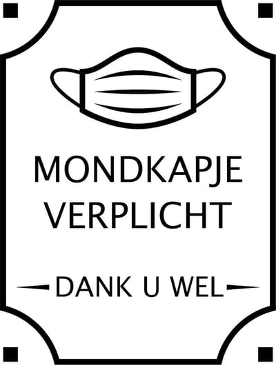 Mondkapje verplicht sticker - zwart - 29 x 21 cm