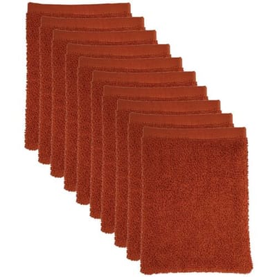 The One Towelling Washandjes - 15x21 cm - 10 stuks - Hotelkwaliteit - 500 g/m² - 100% Gekamd katoen - Terra Spice