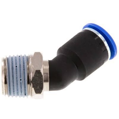 12mm x R1/2'' 45 graden L-verbinding Messing/PA 66 Insteekfitting Buitendraad NBR