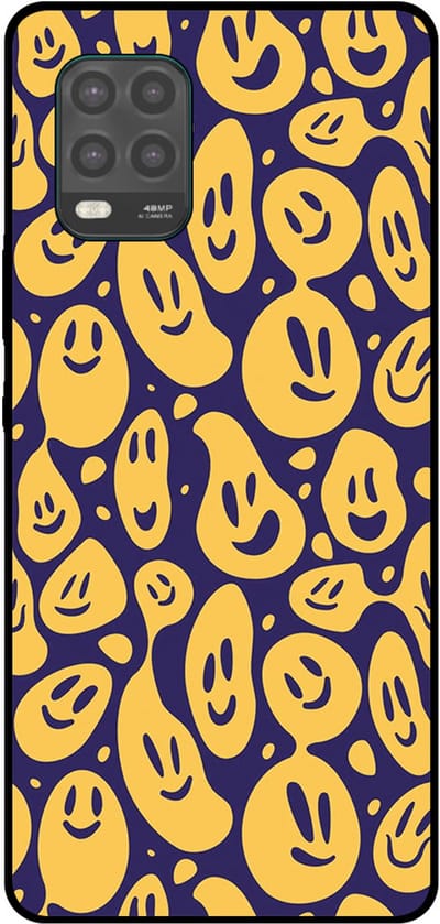 Smartphonica Telefoonhoesje Geschikt voor Xiaomi Mi 10 Lite met smiley opdruk - TPU backcover case emoji design - Paars Geel geschikt voor Xiaomi Mi 10 Lite