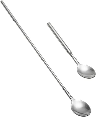 Telescopische lepel van roestvrij staal, uittrekbare lange steel, ideaal voor dessert en soep, 22-64 cm verstelbaar