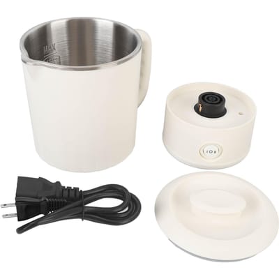 Bouilloire Électrique de Voyage Capacité 600ml 600W Chauffage Rapide Acier Inoxydable Portable Chauffe-Eau Chaud L(for 6.5-9kg) white