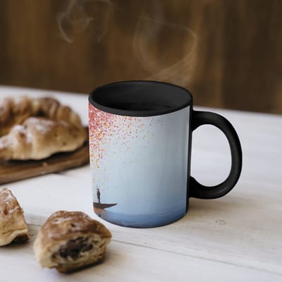 Magische Mok - Foto op Warmte Mokken - Koffiemok - Wolk - Confetti - Boot - Wateroppervlakte - Magic Mok - Beker - 350 ML - Theemok