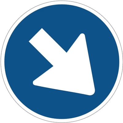 Verplicht rechts passeren bord - D2 | gecoat dibond materiaal | 10 cm