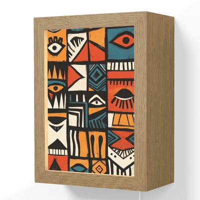 Wandlamp 15x20 cm - Oplaadbaar - Abstract - Gezichten - Mozaïek - Wandlampen binnen woonkamer - Slaapkamer lamp met kabel - Decoratieve nachtlamp - Vloerlamp snoer