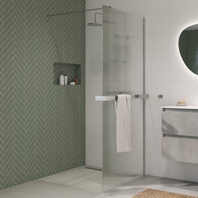 Saqu Modulo inloopdouche incl. antikalk 100x210cm geribbeld glas met handdoekhouder chroom