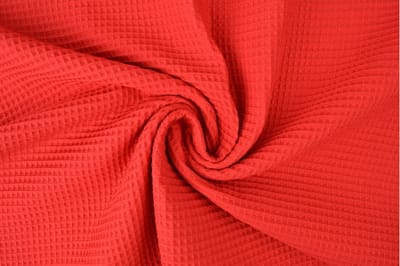 10 meter wafelstof - Rood - 150cm breed - Wafelkatoen
