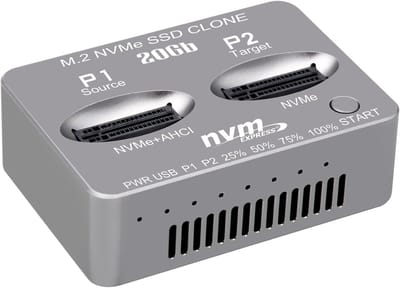 Dual-Bay M.2 NVMe SSD Kloner Dockingstation USB-C 20Gbps Offline Duplicator