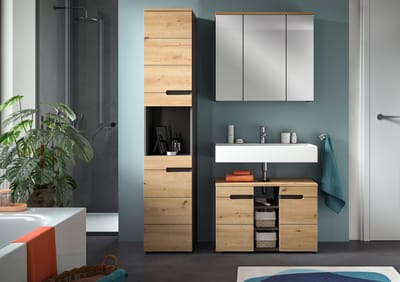 Moderne Badcombinatie Basalt Grijs - Stijlvolle Badkast Met Wastafel - FSC® Hout - 116x193x34cm