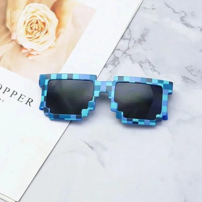 Lunettes de soleil mosaïque pixelisées amusantes pour Halloween Cosplay Fête Disco Mode Lunettes décoratives Adultes Adolescents gray