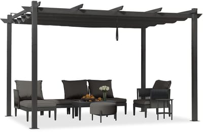 PURPLE LEAF Pergola – Stevig Aluminiumframe – Verstelbaar Zonneschermdak – UV Werend Doek – Weerbestendig en Roestvrij