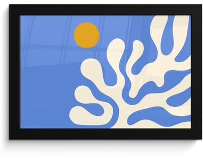 Poster in lijst - Fotolijst 30x20 cm - Posters - Minimalistisch - Organisch patroon - Blauw - Posterlijst zwart - Decoratie - Wanddecoratie woonkamer - Muurdecoratie slaapkamer