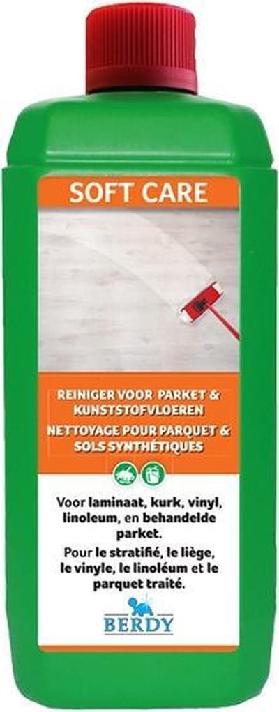 Berdy - Soft Care - Sterke onderhoud reiniger - Laminaat, vinyl, kurk, linoleum - Berdy - 1L
