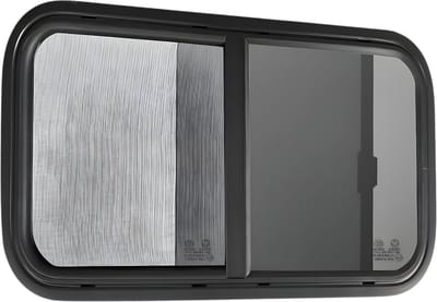 RV Schuifraam Vervanging - 82cm - Camper Raam met Netscherm & Getint Glas - Aluminium Zwart