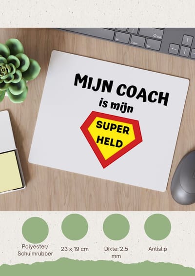 Akyol - mijn coach is mijn superheld Muismat - Coach - super coach - sport - verjaardag - cadeautje voor coach - coach artikelen - kado - geschenk - 23 bij 19 cm