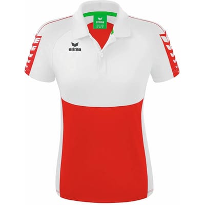 Erima Six Wings Polo Dames - Wit / Rood | Maat: 36