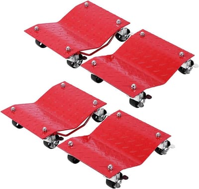 4 Stuks Autodolly Set voor Verplaatsen Auto's en Motoren - Max. Laadvermogen per stuk 680 kg
