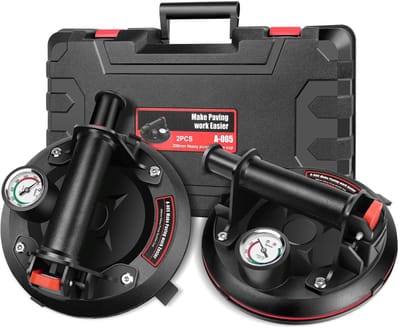 Velori Vacuüm Zuigheffer Set 2 Stuks - Glazen Zuignap met Manometer - Tegelheffer - Vacuüm Tegeldrager - 20 cm - 400 kg Draagvermogen