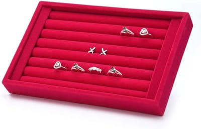 Velours Sieraden Organizer voor Oorbellen, Ringen en Manchetknopen - Opbergdoos met Sleuven en Geschenkmogelijkheid (Roze)