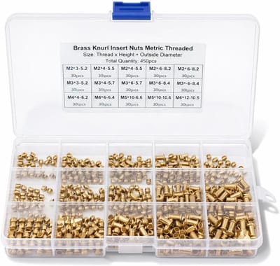 300PCS Geprofileerde Messing Insteekmoeren, Gietmoeren voor Injectie M2 M3 M4 Draad met Opbergdoos voor Klusprojecten