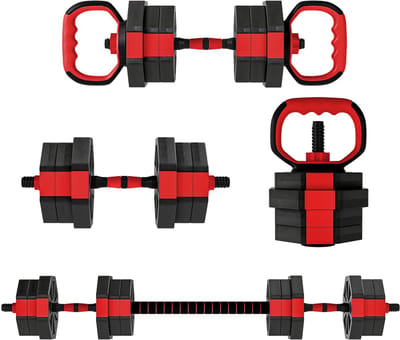 Verstelbare 4-in-1 halterset – 20 kg Halters en Barbell Combineerbaar | Ideaal Voor Full-body Workouts Thuis