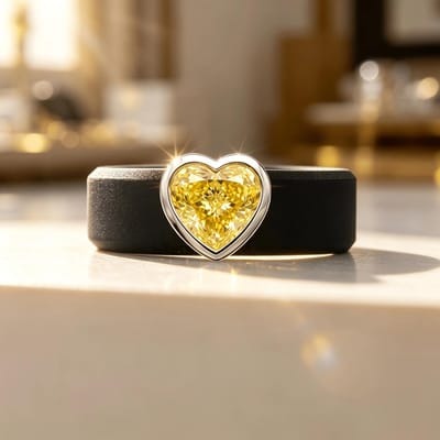 Bague en Silicone Noir Plaqué Or 14K, Bague en Zircon Jaune en Forme de Cœur, Symbole d'Amour Intemporel pour Bijoux Accrocheurs de Tous les Jours 6 black