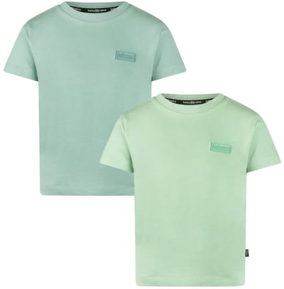 Koko Noko - NOOS-BOYS - Jongens - Biologische katoen - 2 Shirts - Light blue - Faded green - Maat 92