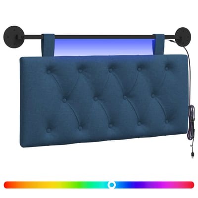 vidaXL - Hangend - hoofdbord - Met - LED-verlichting - Blauw - Stof