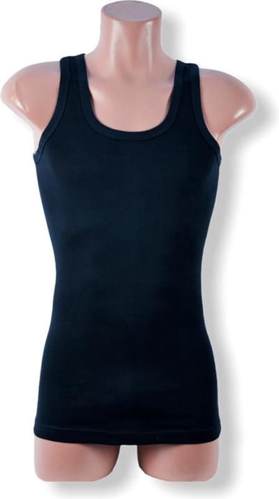 Top kwaliteit heren onderhemd - 100% katoen - Zwart - Maat S