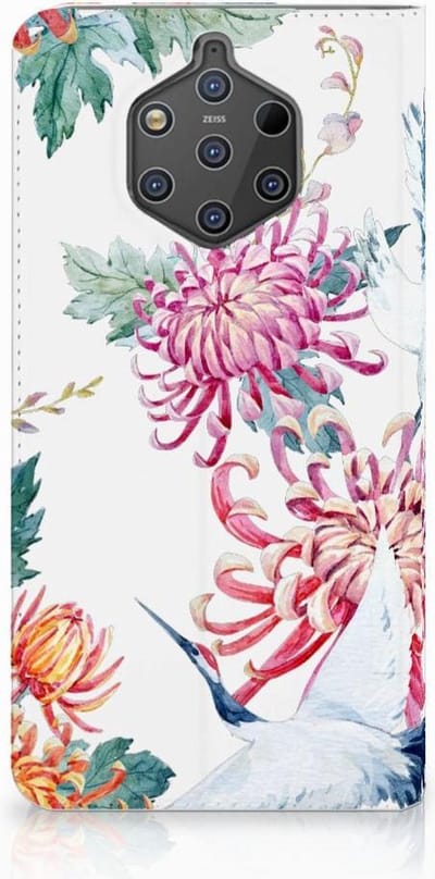 Standcase Hoesje voor Nokia 9 PureView Hoesje maken Bird Flowers