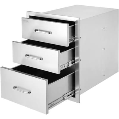 VEVOR Buitenkeuken RVS Drievoudige Toegang BBQ Laden met Chromen Handvat, 458 x 585 x 588 mm